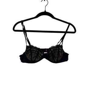 Women’s Vintage Betsey Johnson Black Lace Underwire Bra Size 34A #6044